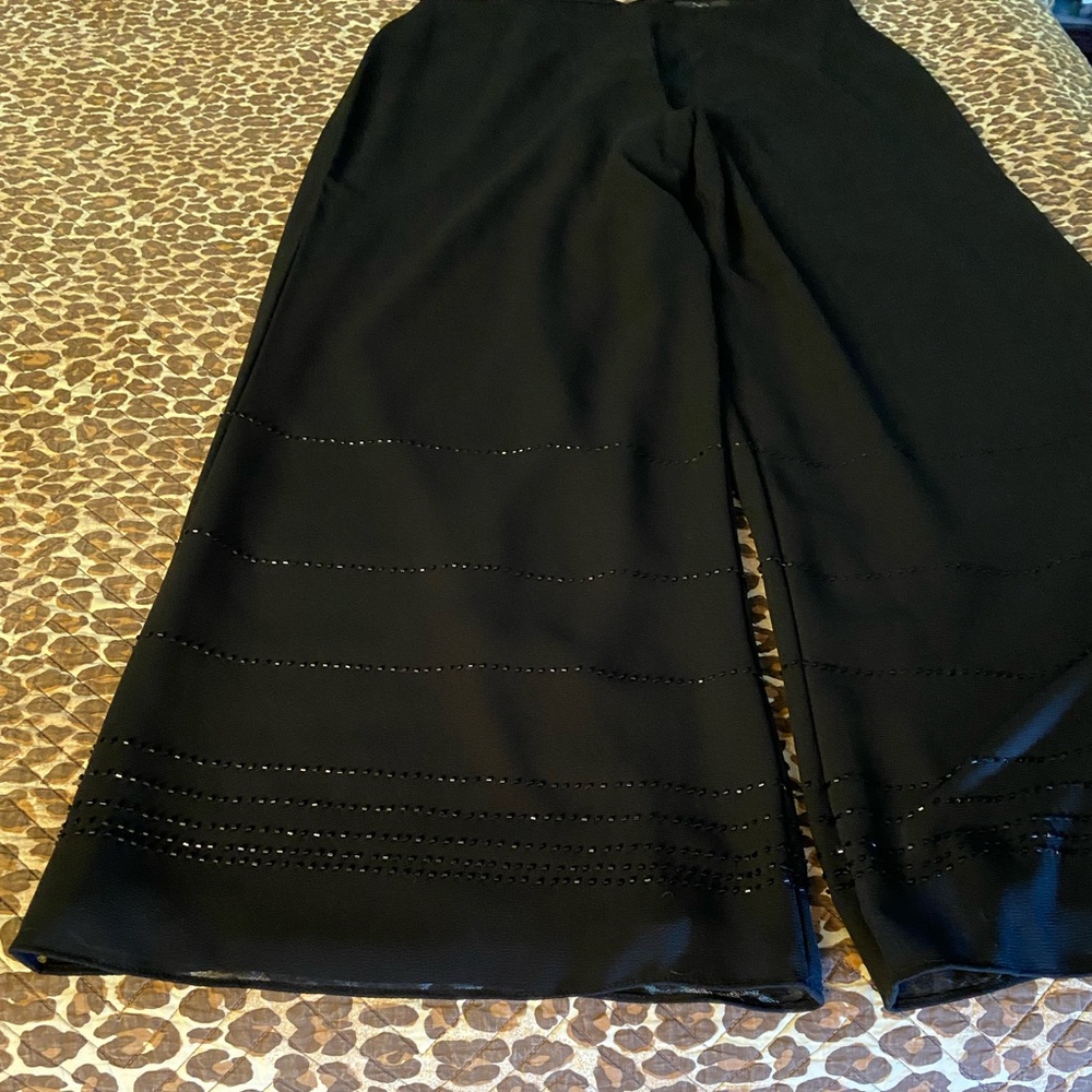 Sandra Darren Black Beaded Dress Palazzo Pants - Picture 9 of 13